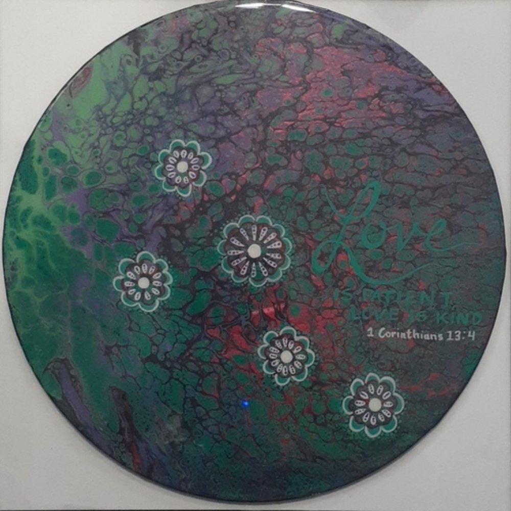 Hand Crafted Painted Vinyl Record Recycled Repurposed Wall Art Essential Love